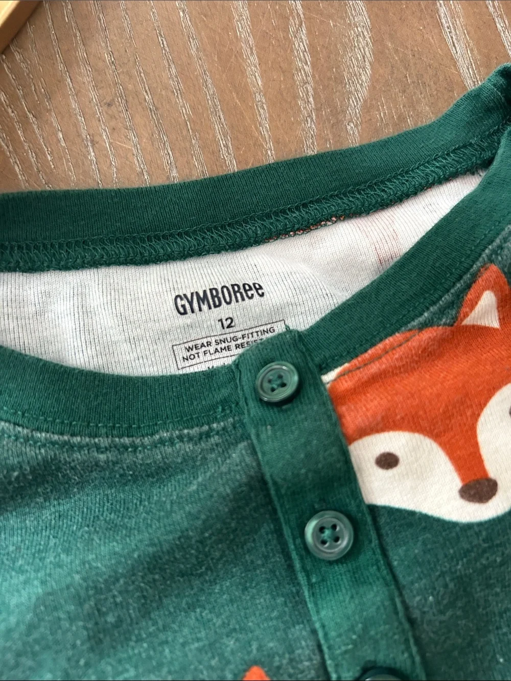 Fall Harvest Gymboree Green Woodland Forest Fox Print Henley Pajama Set Size 12